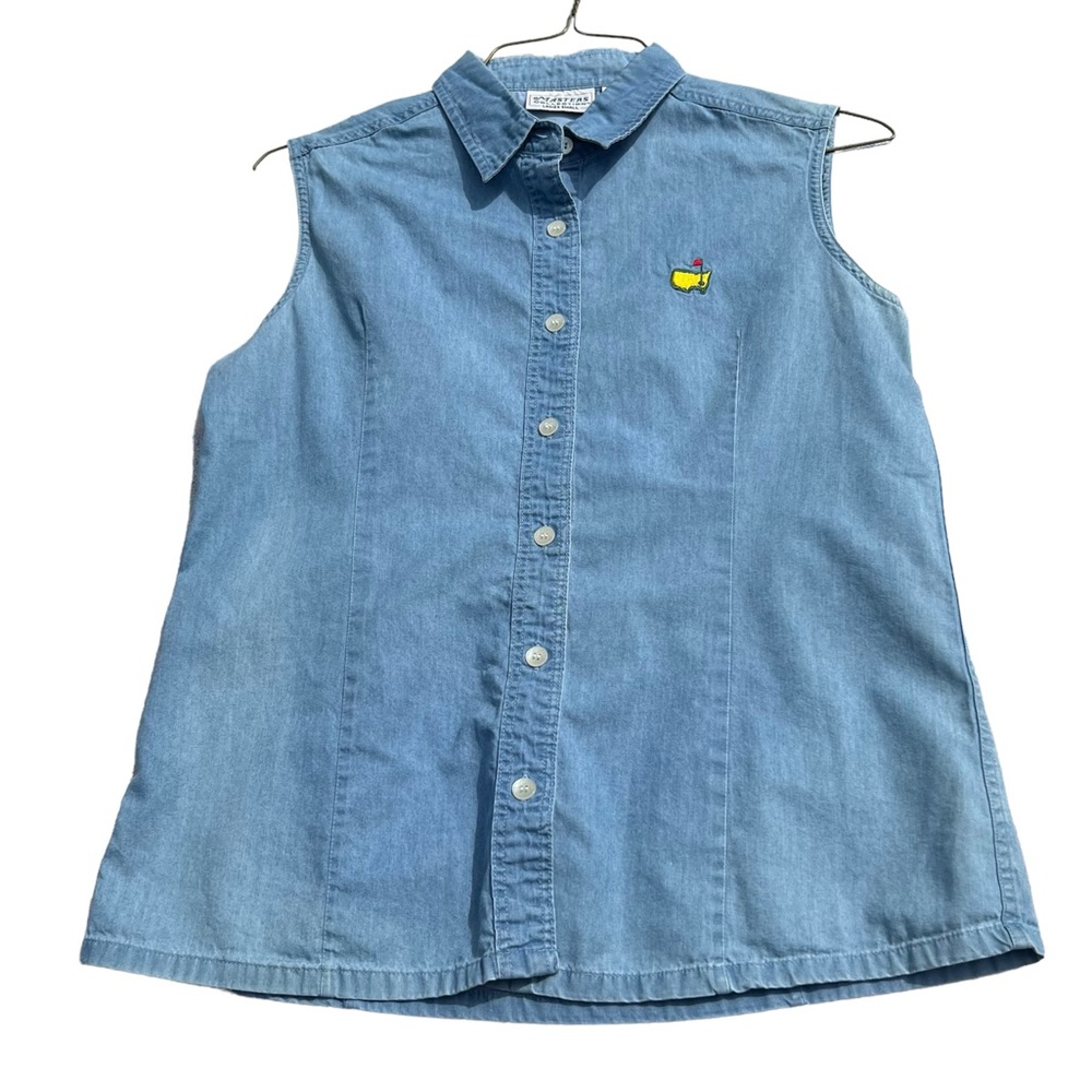 Masters Ladies sleeveless golf shirt, Small, Light Denim fabric